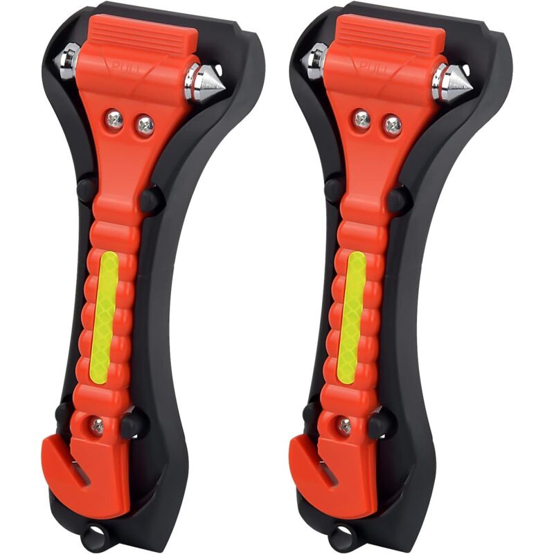 2-teiliges Auto-nothammer-set, 2-in-1-auto-sicherheitshammer Mit Scheibenbrecher Und Gurtschneider, Rutschfestes Auto-notfall-evakuierungs-werkzeugset