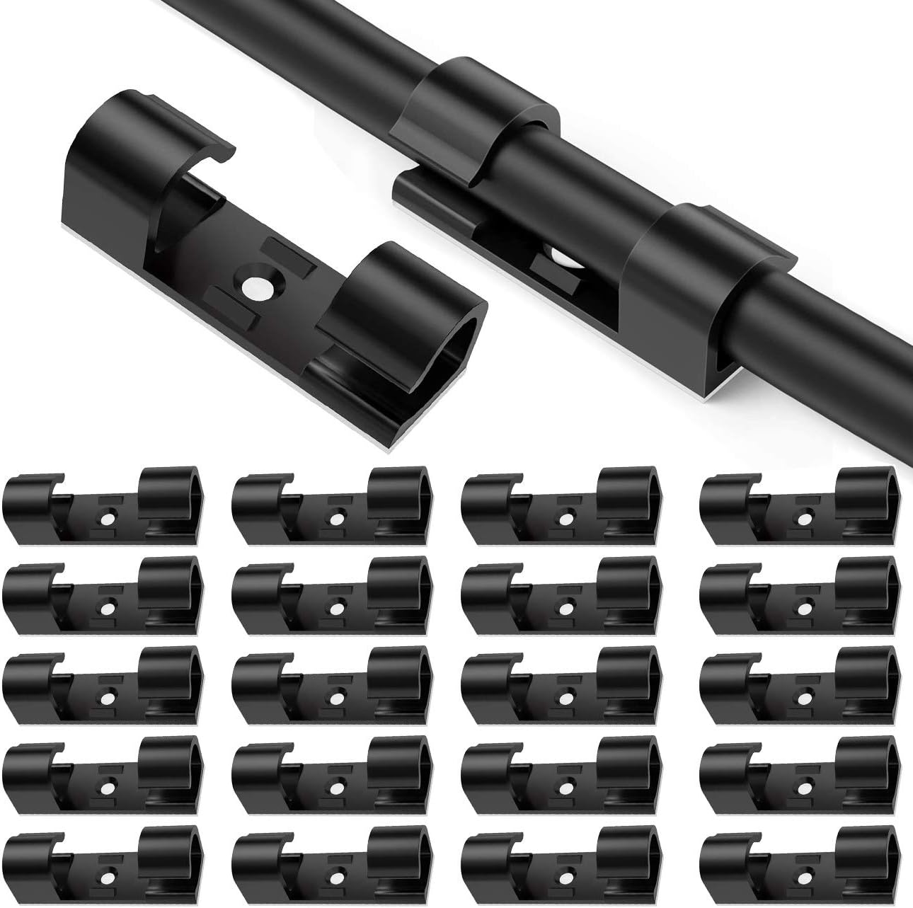 20 X Kabelclips, Kabelfixierung, Kabelorganisator – Selbstklebende Kabelclips Für Tv/ladegerät/auto/büro – Schwarz
