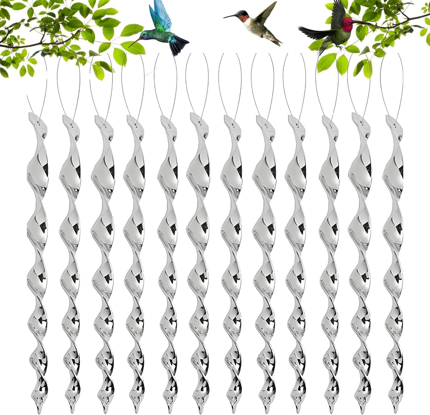 12 Reflektierende Vogelabwehrgeräte, Spiralförmige Vogelabwehrgeräte, 30 Cm Taubenabwehr, 360-grad-vogelabwehr Für Haus, Garten, Balkon, Obstgarten (silber)