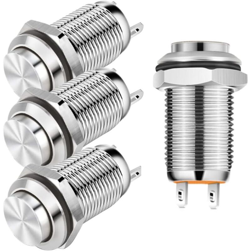 4 Stück 12 Mm 3 A 12 V/24 V/125 V/250 V Ac Selbstverriegelnder Drucktaster Wasserdichter Vernickelter Kupfer Ein/aus-drucktaster (kopf Nach Oben)