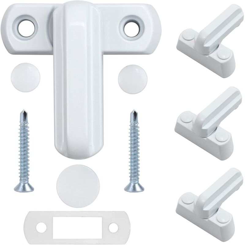 4-teiliges Fensterverriegelungsset Aus Zinklegierung – Weiße Ausführung – Sicherheit Für Pvc-türen Und -fenster – Einfache Montage – Zink, 4-teilig
