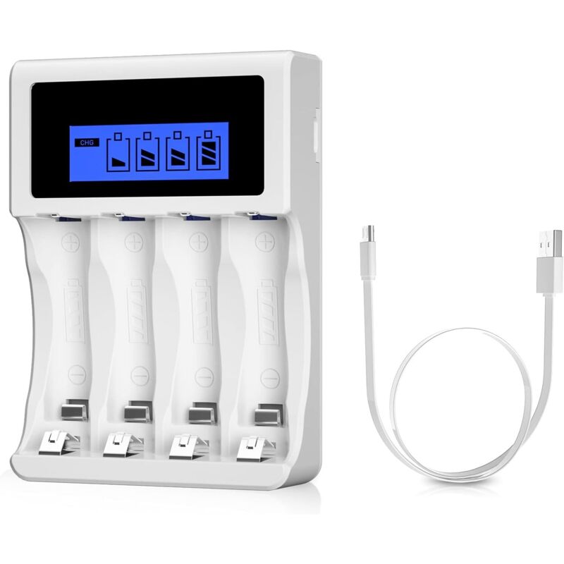 Lcd-schnellladegerät, Universal-ladegerät Mit 4 Steckplätzen Für Aa/aaa-batterien, Für 4 Ni-mh/ni-cd-akkus (usb-anschluss)