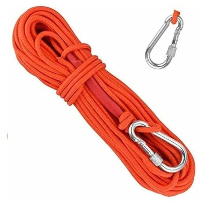 20 M Langes, Geflochtenes Polypropylenseil, Kletterseil Mit Karabiner, Uv-schutz, Schimmelresistent, Korrosionsbeständig, Multifunktional Zum Angeln, Bergsteigen, Camping, Rettungseinsätzen Und Wander