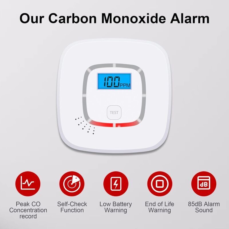 Detektor, De, Monoxid, Carbon, (co), Funktion, Sur, Piles,, Zertifiziert, En