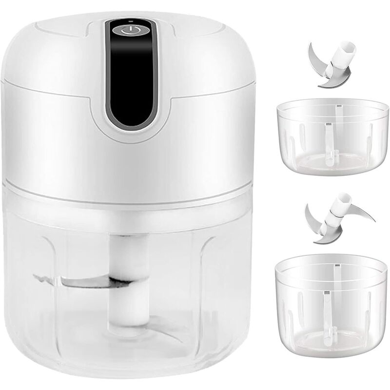 Mini-elektro-zerkleinerer, 250 Ml & 100 Ml, Kabelloser Elektrischer Fleischwolf, Tragbarer Küchenmixer, Elektrischer Zerkleinerer Mit Gemüseschneidemesser Für Babynahrung, Fleisch, Knoblauch (weiß)