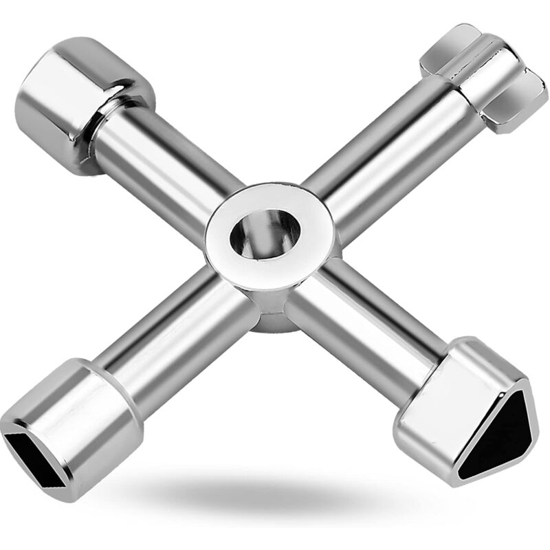 4-wege-multifunktionsschlüssel – Zinklegierung – Rostbeständig – Für Schaltschränke, Aufzüge, Ventile – Größe 5,5 Cm