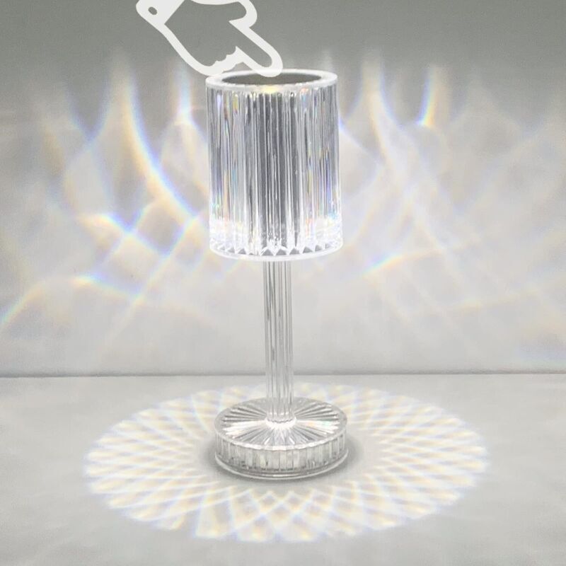 Led-tischleuchte Mit Kristalloptik – Kabellos Wiederaufladbar – Dimmbar Per Berührung – Acryl Mit Diamantelementen – Für Wohn- Und Schlafzimmer