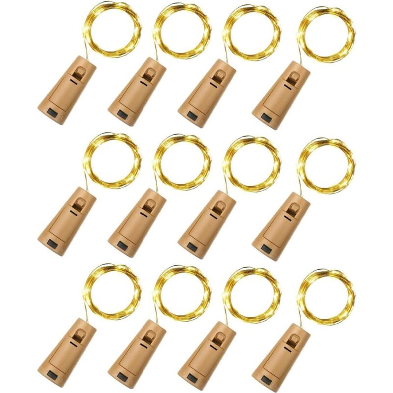 Lichterkette Mit 12 Led-flaschen, Warmweiß, 2 M, 20 Led-flaschenlichter, Kupferdraht-dekoration Für Halloween, Weihnachten, Partys, Hochzeiten Und Gärten