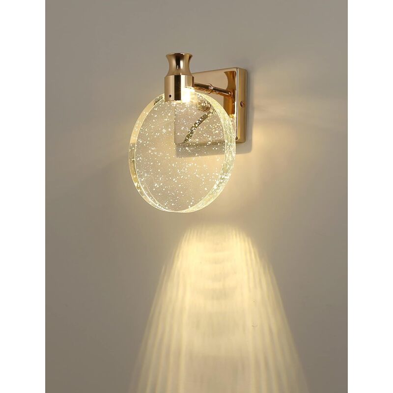 Kristall-wandleuchte 16 Cm – Goldfarbenes Aluminium – 6-w-led-beleuchtung – Warmweißes/neutralweißes/weißes Licht – Für Wohnzimmer, Schlafzimmer, Badezimmer
