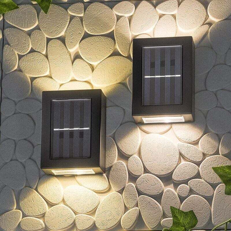 Set Mit 2 Solar-wandleuchten – Wasserdicht Und Staubdicht – Warmweißes Led-licht – Solarzellen – 8,6 X 7,5 X 12 Cm