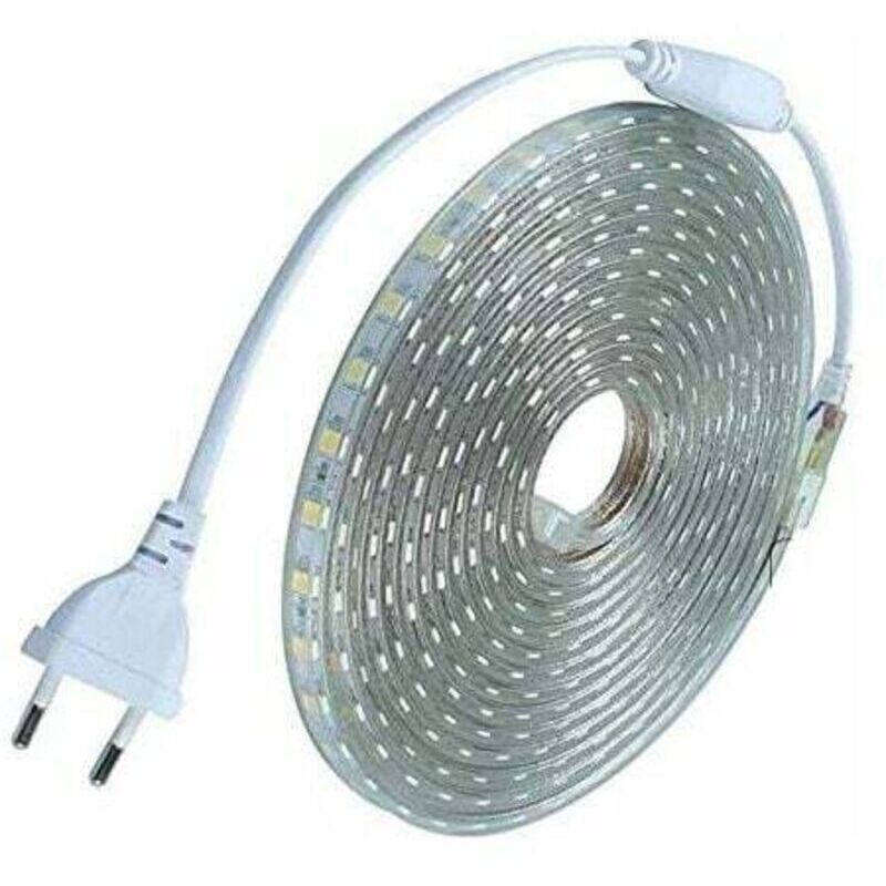 5 Meter Led-streifen, 220 V, Ip68 Wasserdicht, Kaltweiß 6000 K, Smd5050, 60 Leds/m – Einfache Installation Ohne Transformator – 700 Lumen/m