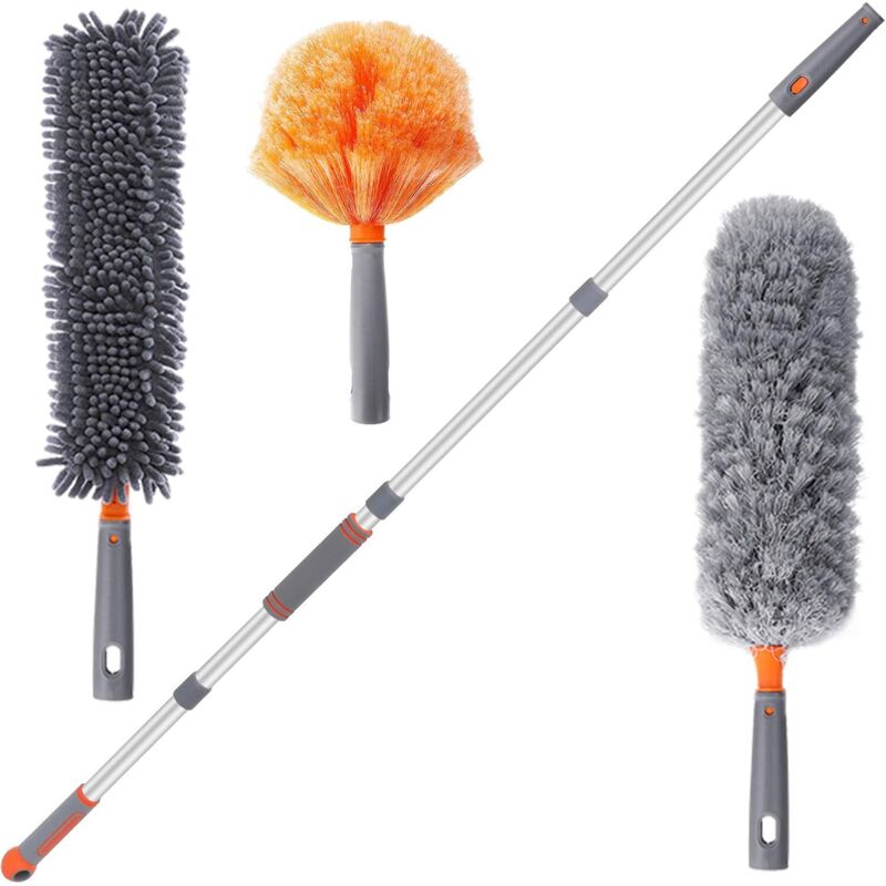 3-in-1-staubwedel, Staubwedel Mit Abnehmbarem Griff, 3 Arten Von Reinigungsstaubwedeln: Mikrofaser-staubwedel, Faltbarer Staubwedel, Waschbarer Staubwedel Zur Reinigung Von Decken, Vorhängen Und Kronl