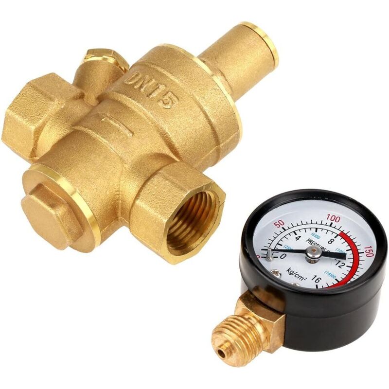 Einstellbarer Wasserdruckregler Mit Manometer Dn15 Messing