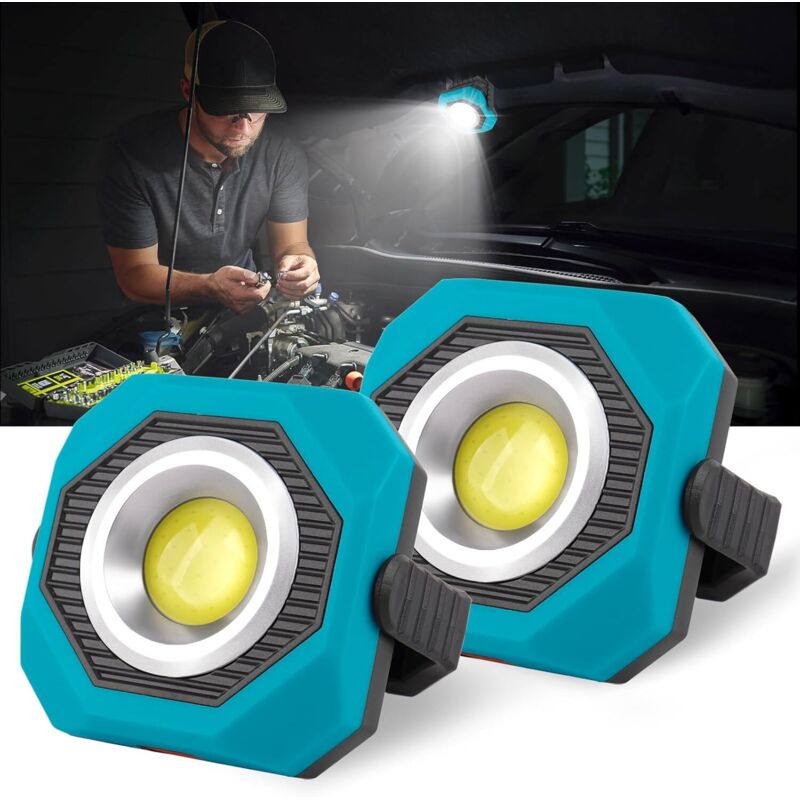 Solarbetriebener, Wiederaufladbarer Led-fluter, 3 Modi, Tragbare Led-arbeitsleuchte Mit Usb-anschluss, 360° Drehbarem Ständer, Magnetfuß, Notarbeitsleuchte, Reparaturleuchte, Campingleuchte (blau)
