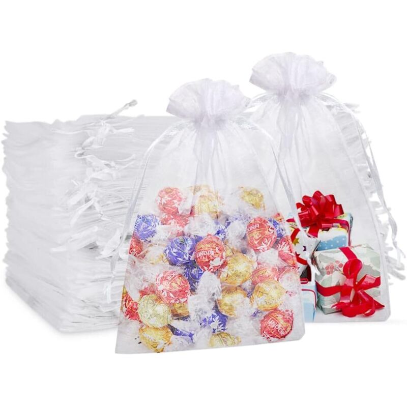 50 Weiße Organzabeutel, 20 X 30 Cm Große Geschenktüten, Für Weihnachtsgeschenke, Transparente Süßigkeitentüten, Schmuckgeschenktüten, Hochzeitsgeschenke, Taufgeschenke, Kindergeburtstage