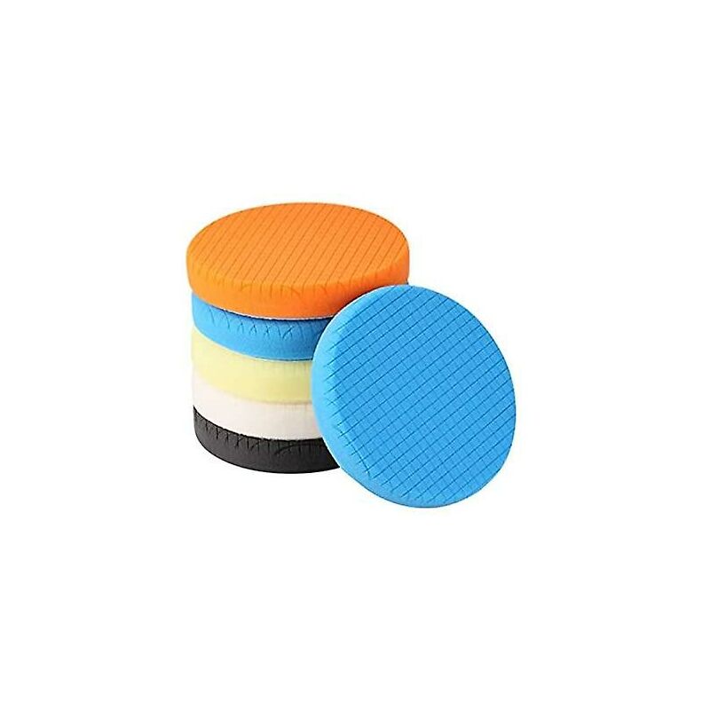 Set Mit 5 Polierpads (150 Mm) – Autopolierschwamm – Kompatibel Mit Exzenter- Und Exzenterpoliermaschinen – Wiederverwendbar Und Waschbar
