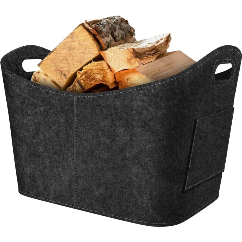 Dickwandiger 5-mm-filzkorb Aus Holz – Faltbar – 53 X 30 X 40 Cm – Tragkraft: 50 Kg – Verstärkte Nähte Und Stabiler Griff