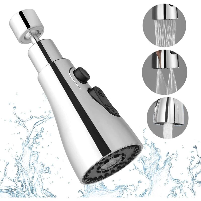 Küchenarmatur-brausekopf Mit 3 Modi – 360° Drehbar – Massives Messing Und Abs – Kompatibel Mit Fm22-, M24- Und G1/2-armaturen
