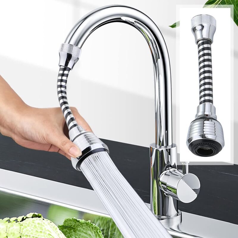 360° Flexibler Wasserhahn-brausekopf – Edelstahl – 2-stufige Drehdüse – 40–70 % Wasserersparnis – Einfache Installation