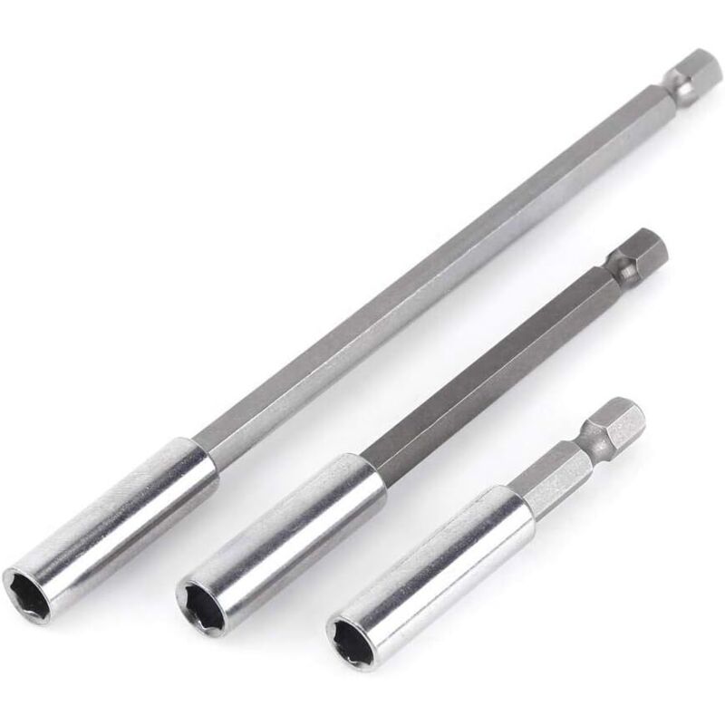 Set Mit 3 1/4"-schraubendreher-bithaltern – Längen 60 Mm, 100 Mm, 150 Mm – Kohlenstoffstahl – Sechskant Für Präzises Schrauben
