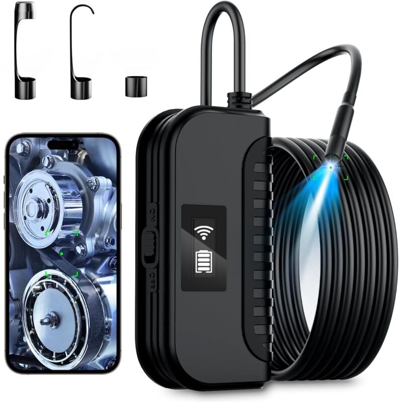 10 M Hd 1080p Wlan-inspektionskamera – Ip67 Wasserdicht – 8 Mm Mit 4 Leds – 4 Stunden Akkulaufzeit Für Rohr- Und Wandinspektionen