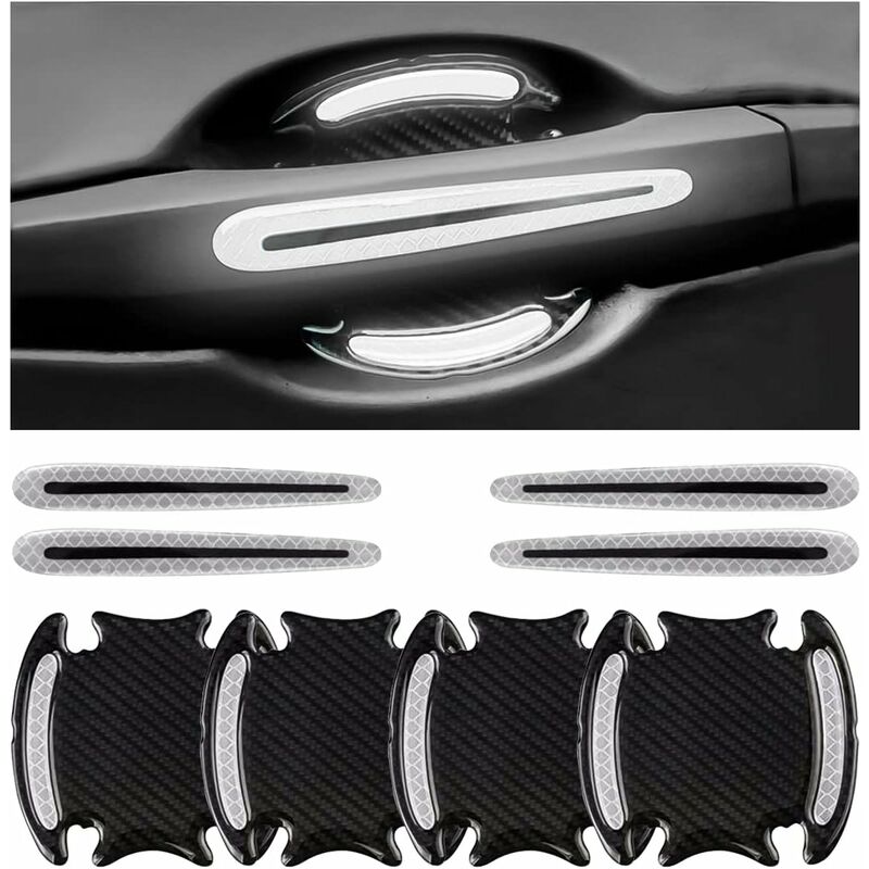 8-teiliges Set Kratzfester Schutzfolien Für Autotürgriffe, Selbstklebende Türgrifffolien, 3d-türgriffaufkleber (weiß)
