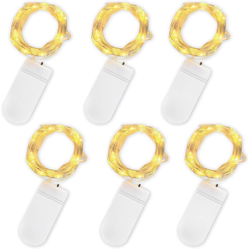 Batteriebetriebene Lichterkette, 6 Leds, 2 M, 20 Leds, Wasserdichte Kupfer-lichterkette Für Geburtstag, Party, Hochzeit, Weihnachten, Gartendekoration, Warmweiß