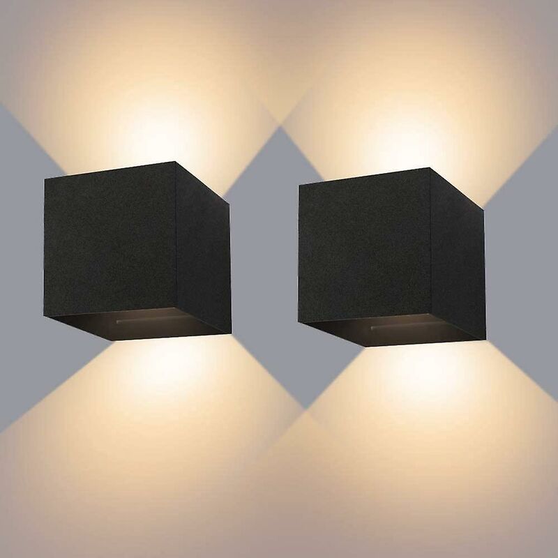 12-w-led-außenwandleuchte, Ip65 Wasserdicht – 2 Verstellbare Lampen – Warmweißes Licht (3000 K) – Korrosionsbeständiges Aluminium