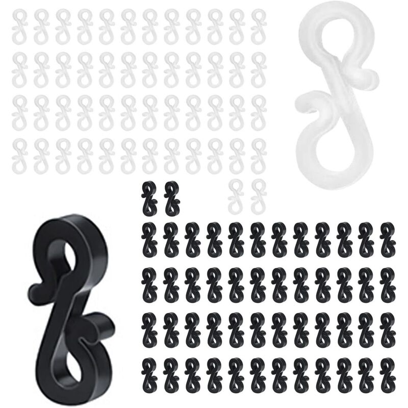 Packung Mit 100 Mini-dachrinnenhaken Aus Schwarzem Und Weißem Kunststoff Mit S-förmigen Clips, Haken Für Außenbeleuchtung Für Hochzeiten, Weihnachten, Halloween, Gärten Und Heimdekorationen