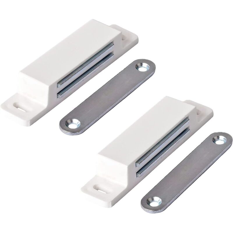Extra Starker Möbelmagnet – Haltekraft 13 Kg – 2er-packung In Weiß – Für Türen Und Schubladen Aus Kunststoff Und Verzinktem Stahl
