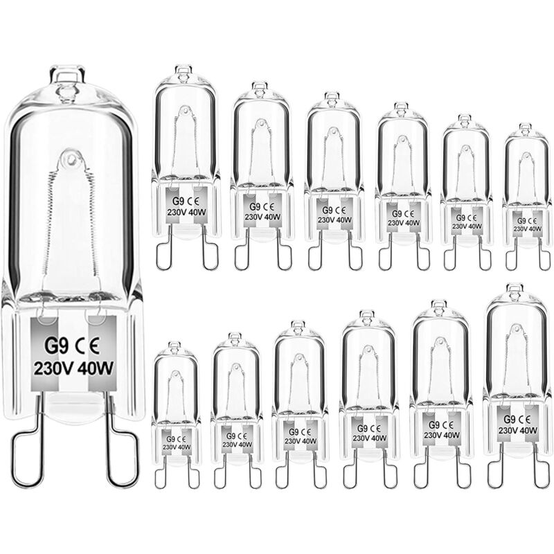 G9 40w 230v Halogenlampen – Warmweiß 2700k – 12er-pack – Dimmbar 10-100% – 480 Lumen – 2500 Stunden Lebensdauer