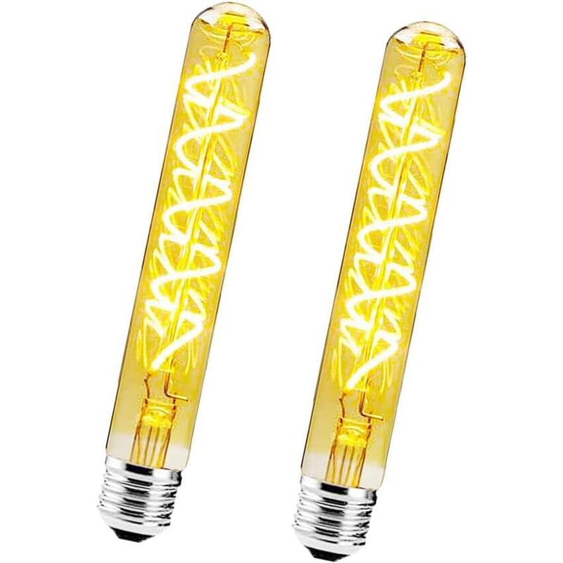 Set Mit 2 Dimmbaren 4w Led-glühbirnen Im Edison-stil Mit Spiralfaden, E27 T30, Bernsteinfarbenes Glas, Warmweißes Licht (2700k), Vintage-retro-dekorationslampe Im Edison-stil Für Restaurants, Cafés Un