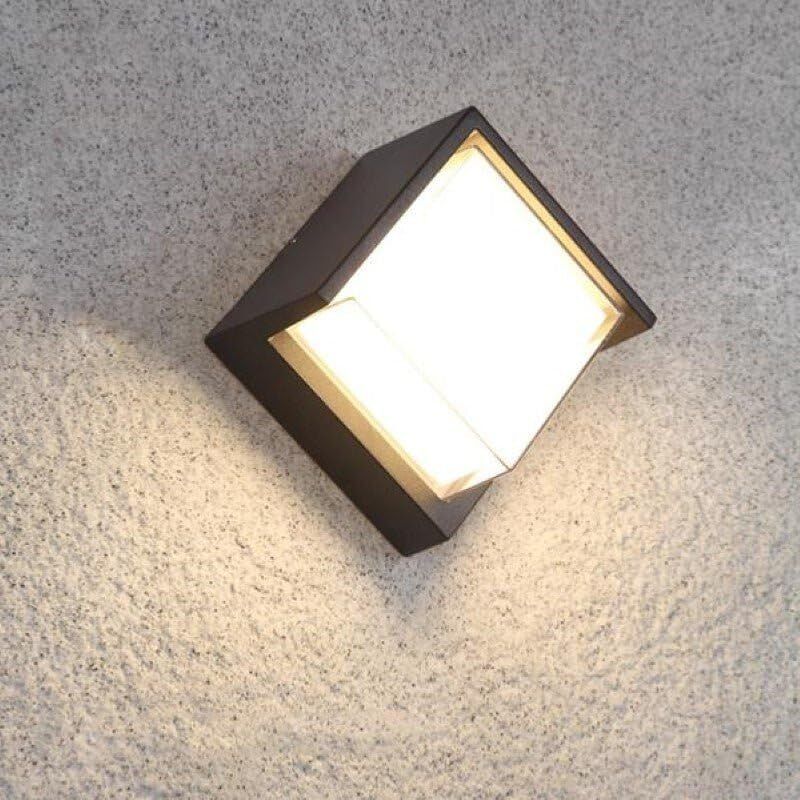 Schwarze, Quadratische 12-w-led-wandleuchte Ip65 Mit Abdeckung – Neutralweiß 4000 K – 5500 K