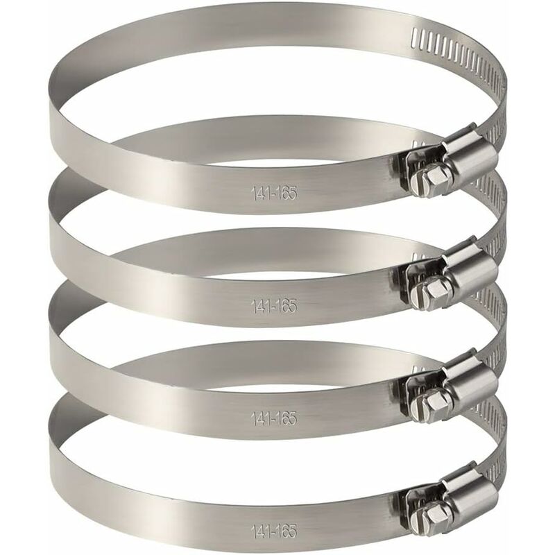 Set Mit 4 Edelstahl-schlauchschellen – Verstellbar Von 141 Mm Bis 165 Mm – Wasserdichte Befestigung Für Schläuche Und Flexible Kabel
