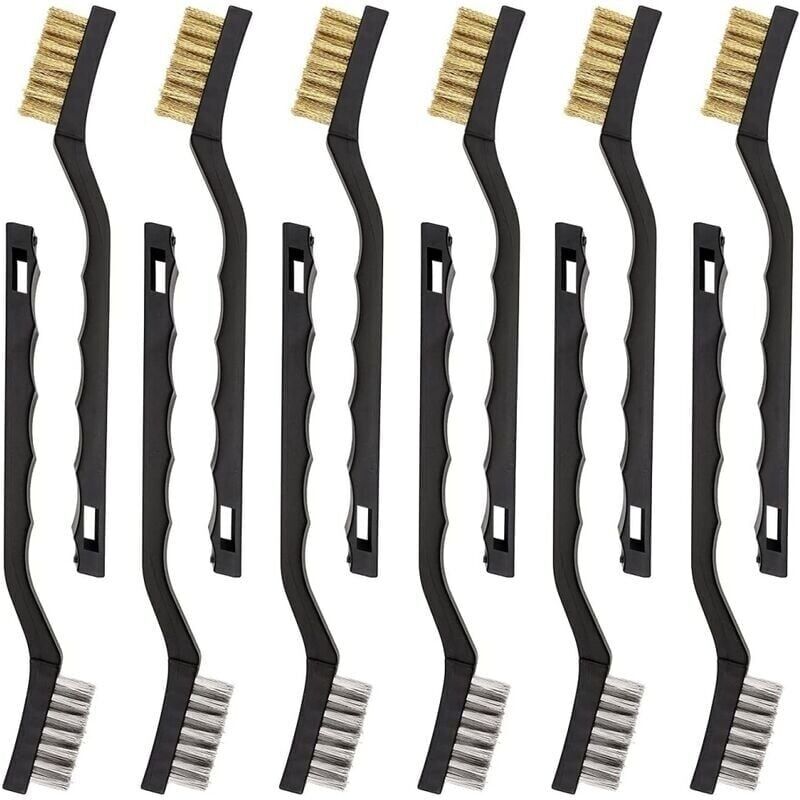 Set Mit 12 Mini-metallbürsten Aus Edelstahl, Messing-reinigungsbürsten Zum Entfernen Von Reibung Und Rost Von Schweißschlacke.
