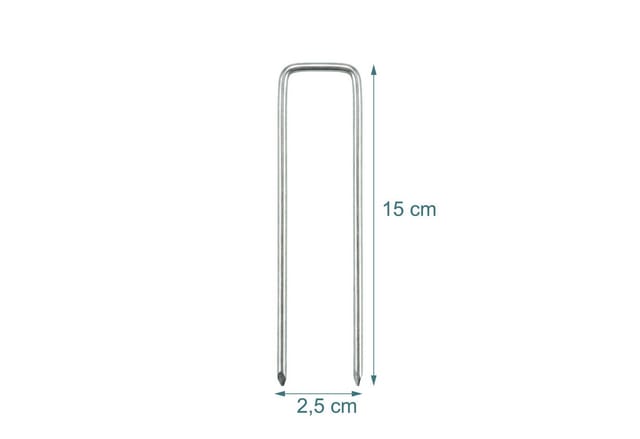 Relaxdays - Bodenanker 50er Set, angeschrägte Enden, zum Einschlagen, Unkrautvlies, 15 cm lang, 2 mm ø, Stahl, silber