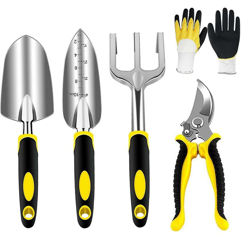 Gartenwerkzeugset – Handwerkzeugset – Gartenset Mit Robusten Köpfen Aus Aluminiumguss Und Ergonomischen Griffen – Mit Gartenschere/pflanzzange/umpflanzwerkzeug/handrechen/handschuhen
