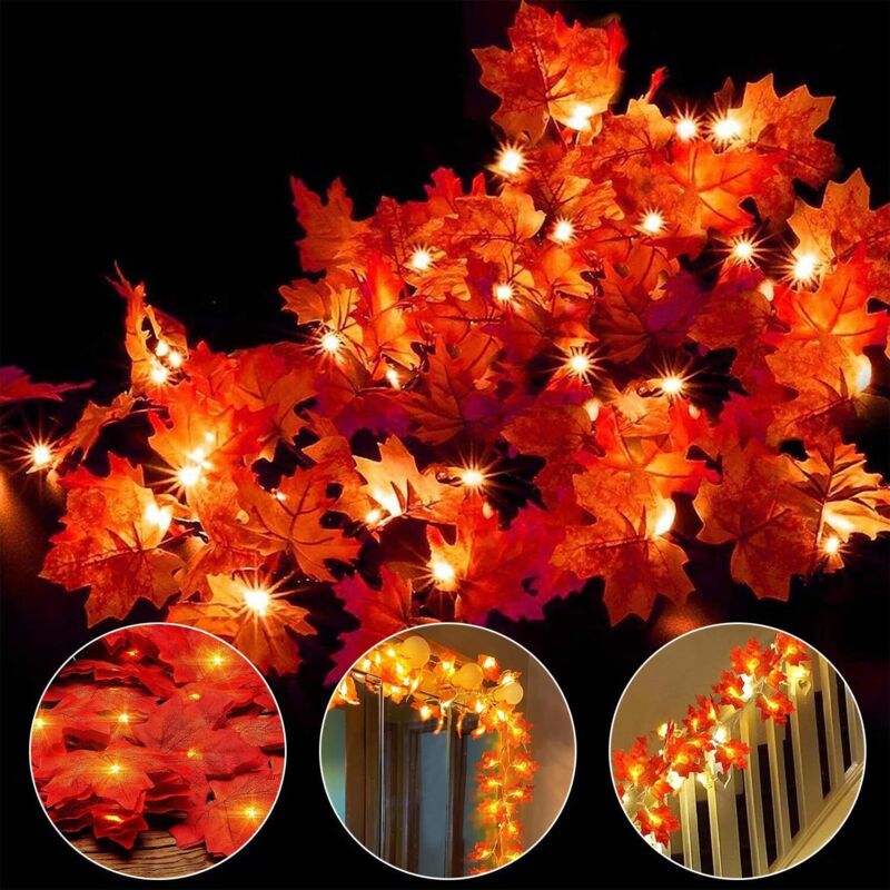 Herbstgirlande, Herbstdekoration, Lichterkette Mit 30 Lichtern, Herbstlaubgirlande, Halloween- Und Weihnachtsdekoration, Thanksgiving-dekoration, Wanddekoration