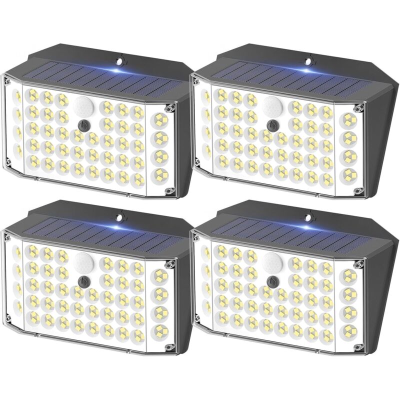 Solar-außenleuchte, Ip67 Wasserdichte Solar-außenleuchte Mit Bewegungsmelder, 3 Modi, Solar-außenstrahler, Kaltweißes 132-led-solarlicht Für Garten, Garage [energieklasse A]