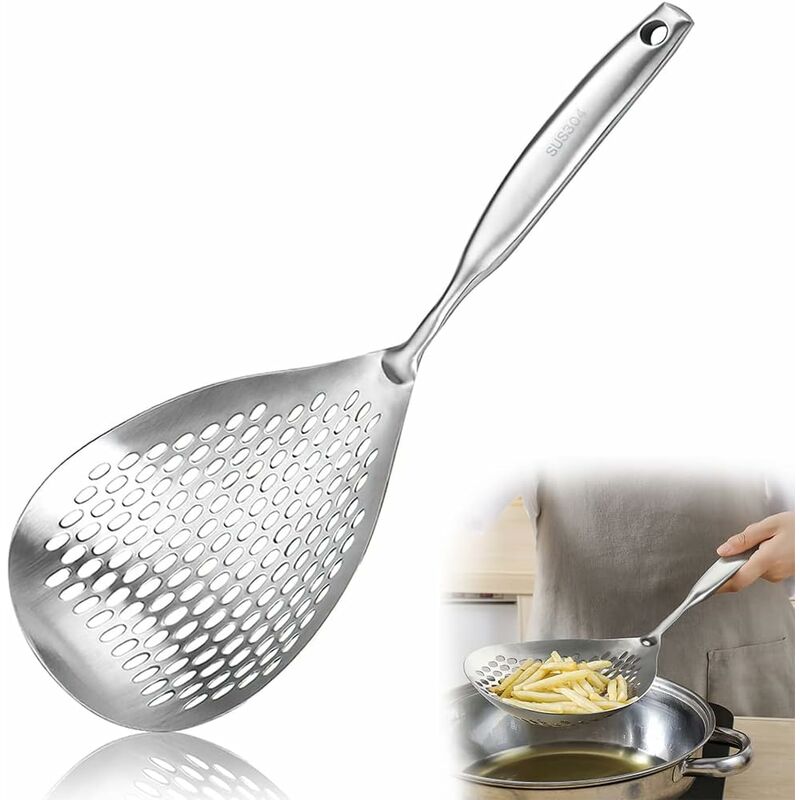 Schaumlöffel Aus Edelstahl – 14,5 Cm – Edelstahl – Sieblöffel – Bratkelle – Für Wok-zubehör – Für Kochzubehör, Pasta, Silber