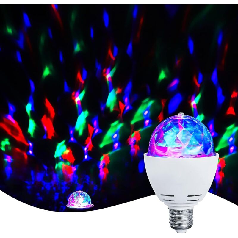 Led-partylampe, Automatisch Rotierende 3-w-led-glühbirne Mit Mehrfarbigem Lichteffekt, Discolicht-effekt, Geeignet Für Alle Lampen Mit E27-fassung, Weiß