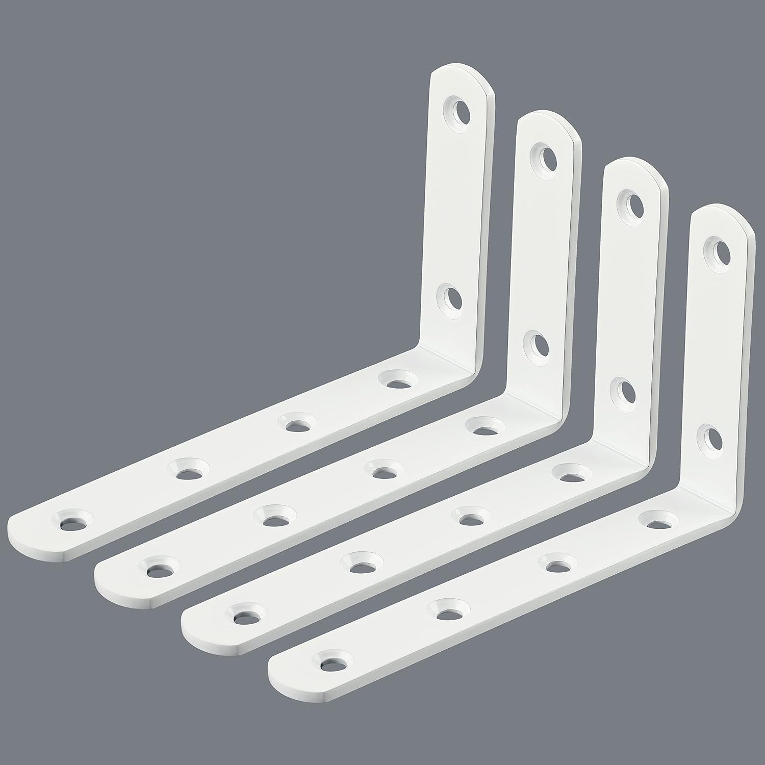 Eckregalhalterung, Wandmontage, 125 Mm X 75 Mm, Edelstahl, Glänzend Weiß, 4 Stück, Ej5207w-4p