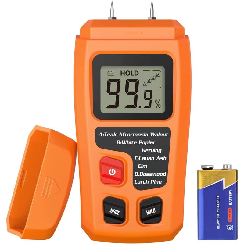 Rzmt-10 Lcd-holzfeuchtemessgerät, Digitales Feuchtemessgerät, Holzfeuchteprüfgerät, Tester Und Messgerät Zur Bestimmung Des Feuchtigkeitsgehalts In Wänden, Papier, Karton, Brennholz Und Gips