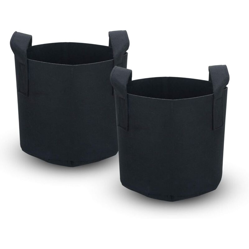 Set Aus 2 Pflanzsäcken Aus Vliesstoff, 38 Liter (10 Gallonen), 40 X 30 Cm, Mit Tragegriffen, Für Garten, Gewächshaus Usw.