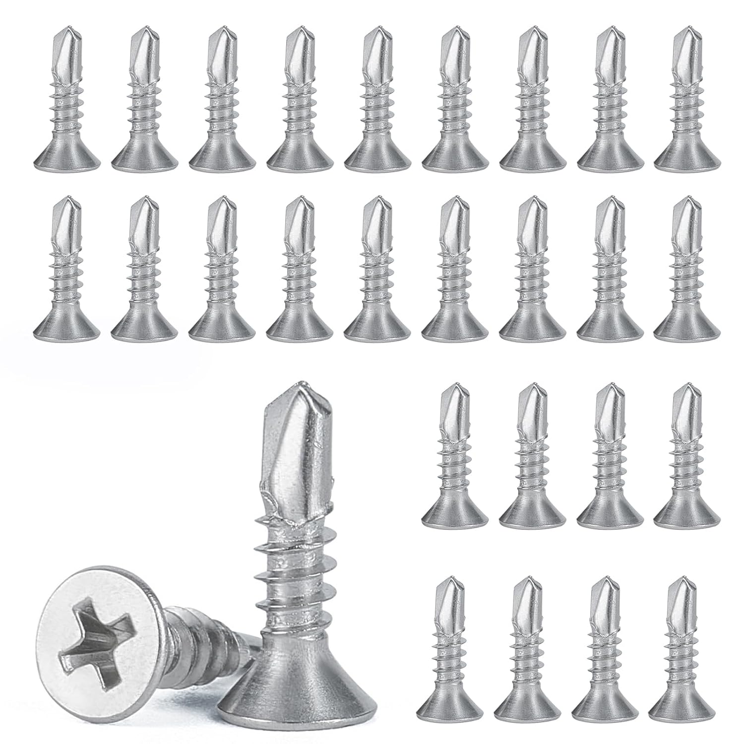 150 Stück 4,2 X 16 Mm Selbstschneidende Blechschrauben, Selbstbohrende Metallschrauben, 410 Edelstahl-flachkopfschrauben Mit Kreuzschlitz, Für Metall, Holz, Möbel, Elektrogeräte Und Produkte