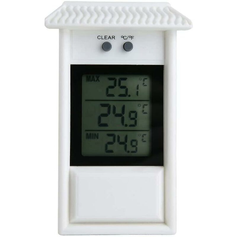 Wetterfestes Digitalthermometer, Klassisches Design, Präzise Messung Für Den Innen- Und Außenbereich, Geeignet Für Garten, Gewächshaus, Anzuchtraum, Weiß