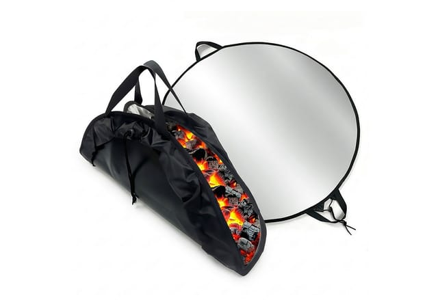 Relaxdays feuerfeste Unterlage, rund, Grill & Feuerschale, Ø 100cm, Brandschutz-Unterlage Boden, 5-lagig, schwarz/silber