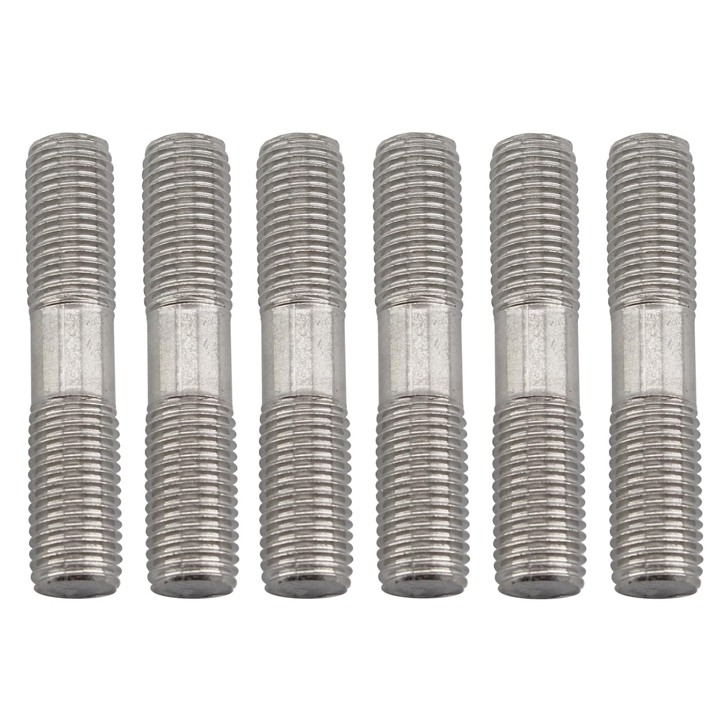 Satz Mit 6 M12 X 80 Mm Doppelgewindeschrauben Aus Edelstahl 304 Mit Gleichem Gewinde