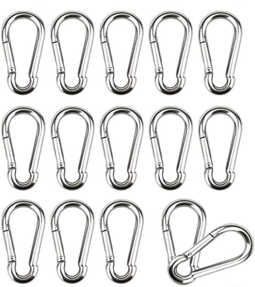 16 Stück M4-karabiner, Edelstahl 304, Kleine Federkarabiner, Geeignet Zum Aufhängen, Fixierhaken, 40 X 4 Mm