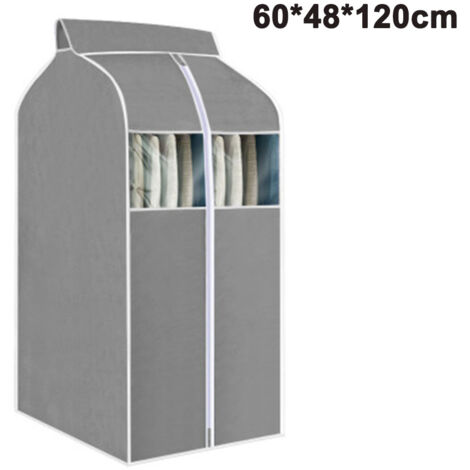Kleiderständer-abdeckung, Vliesmaterial Mit Transparenten Pvc-fenstern, Dreidimensionale Kleidersackabdeckung, Wasserdichte Kleiderschrankabdeckung (grau, 60×48×100cm)
